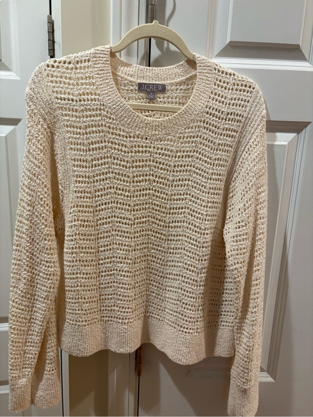 J. Crew Cream Open-Weave Crewneck Sweater